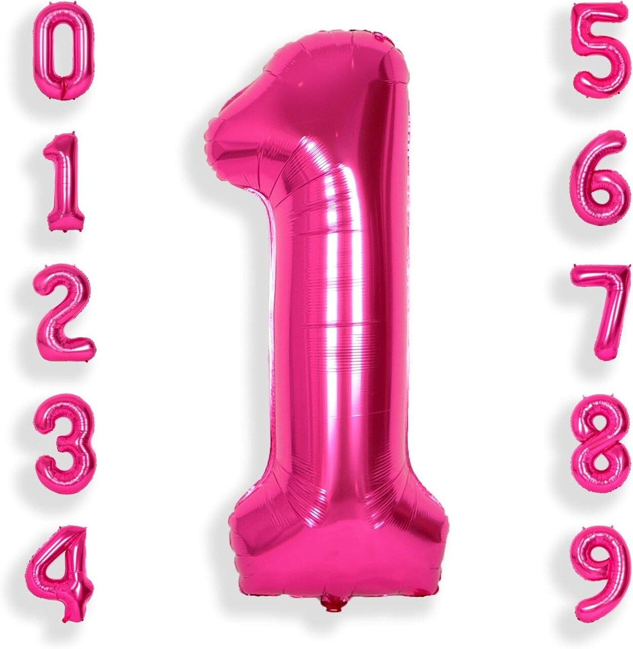40 Inch Hot Pink Number 1 Balloon | Jumbo Foil Helium Balloon for 1st Birthday, Baby Girl Party & Anniversary Decorations (Hot Pink)
